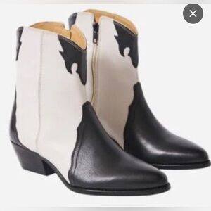 Free people western ankle boots booties black and white NWOT
